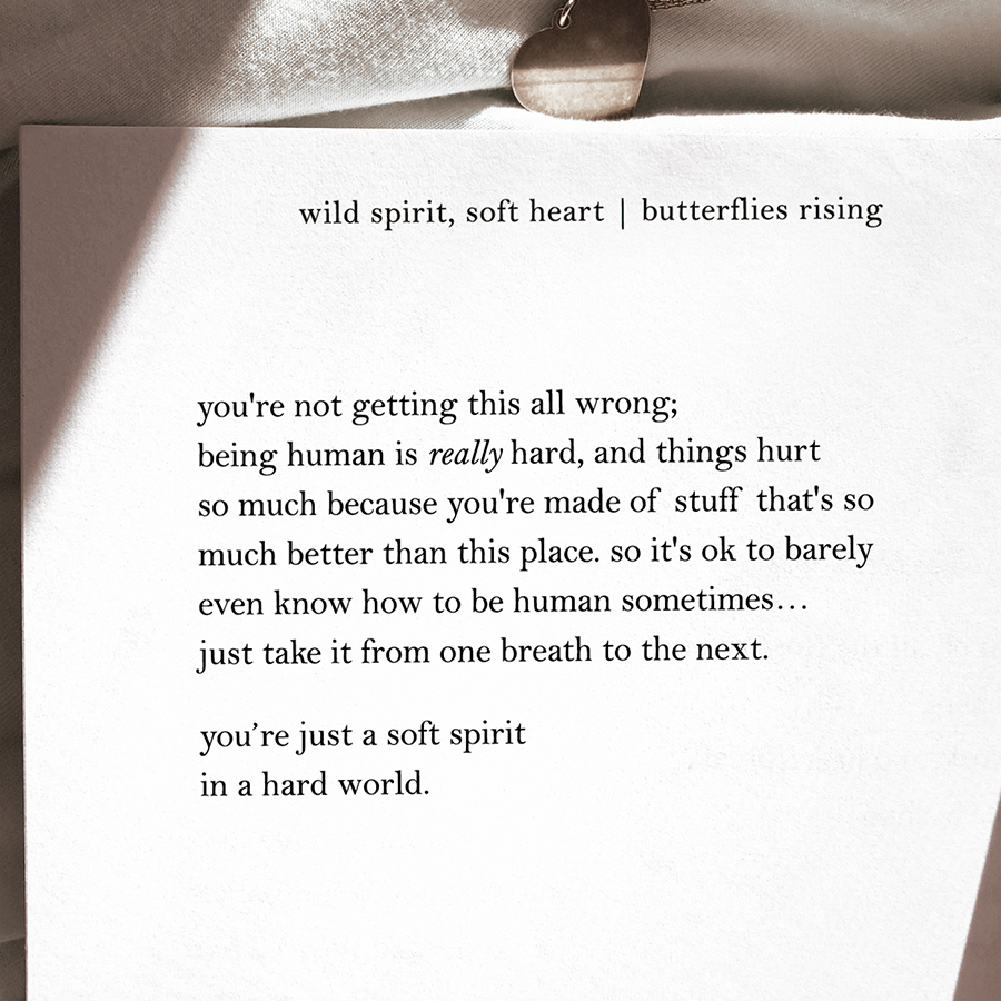 you're not getting this all wrong; being human is really hard, and things hurt so much because you're made of stuff that's so much better than this place