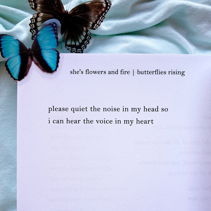 please quiet the noise in my head so i can hear the voice in my heart - butterflies rising