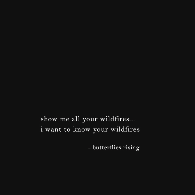 show me all your wildfires... i want to know your wildfires - butterflies rising
