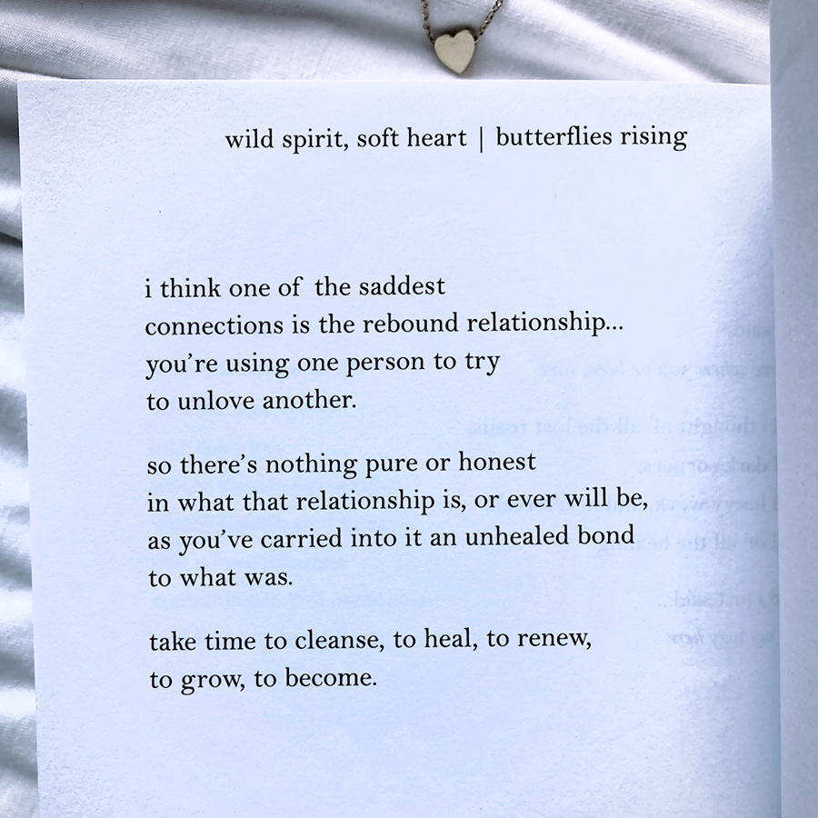 i think one of the saddest connections is the rebound relationship... you’re using one person to try to unlove another