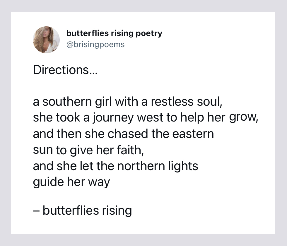 a southern girl with a gypsy soul, she took a journey west - butterflies rising