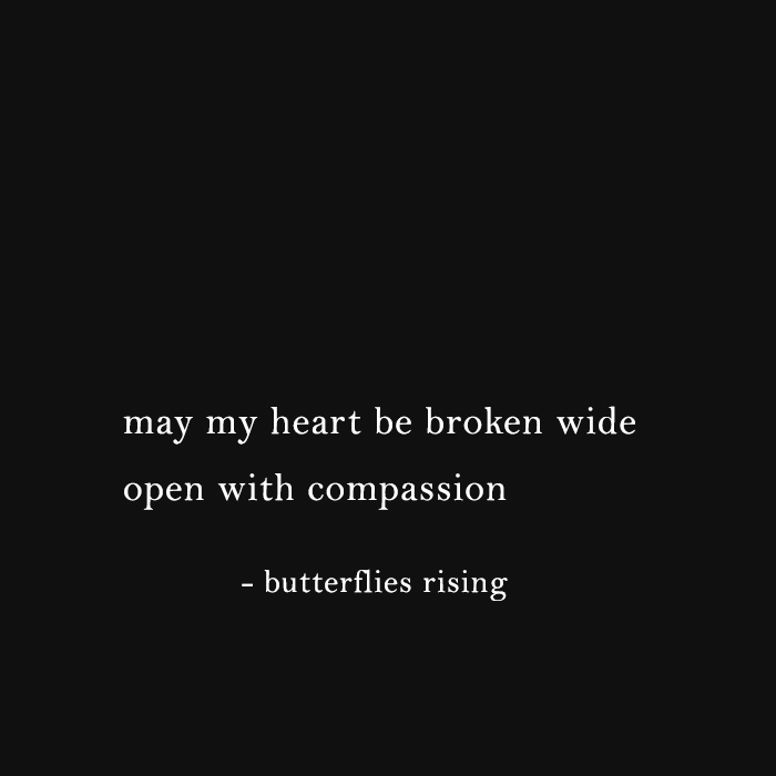 may my heart be broken wide open with compassion - butterflies rising