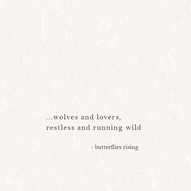 ...wolves and lovers, restless and running wild - butterflies rising