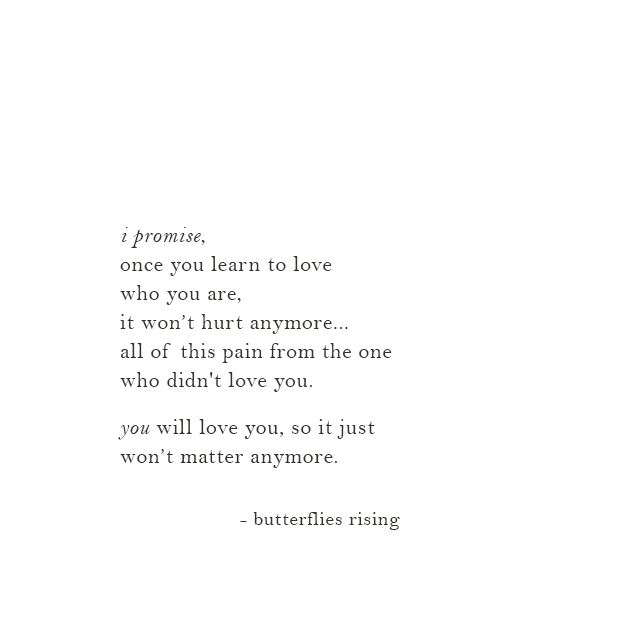 i promise, once you learn to love who you are, it won’t hurt anymore