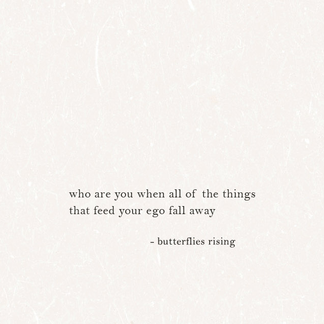 who are you when all of the things that feed your ego fall away - butterflies rising