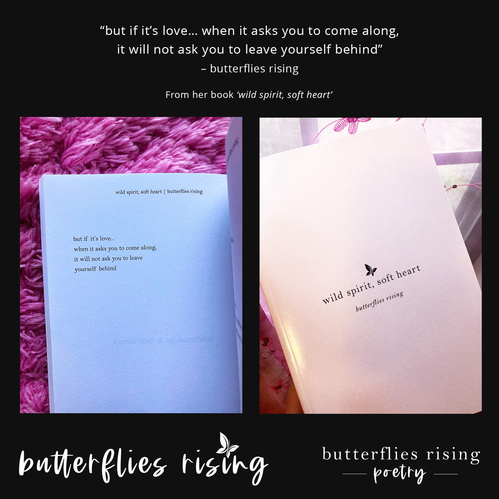 but if it’s love... when it asks you to come along, it will not ask you to leave yourself behind - butterflies rising