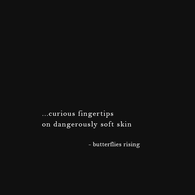 ...curious fingertips on dangerously soft skin - butterflies rising