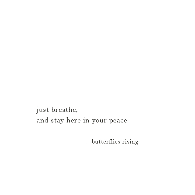 just breathe, and stay here in your peace - butterflies rising