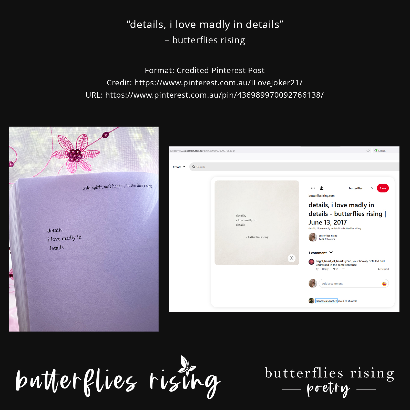 details, i love madly in details - butterflies rising