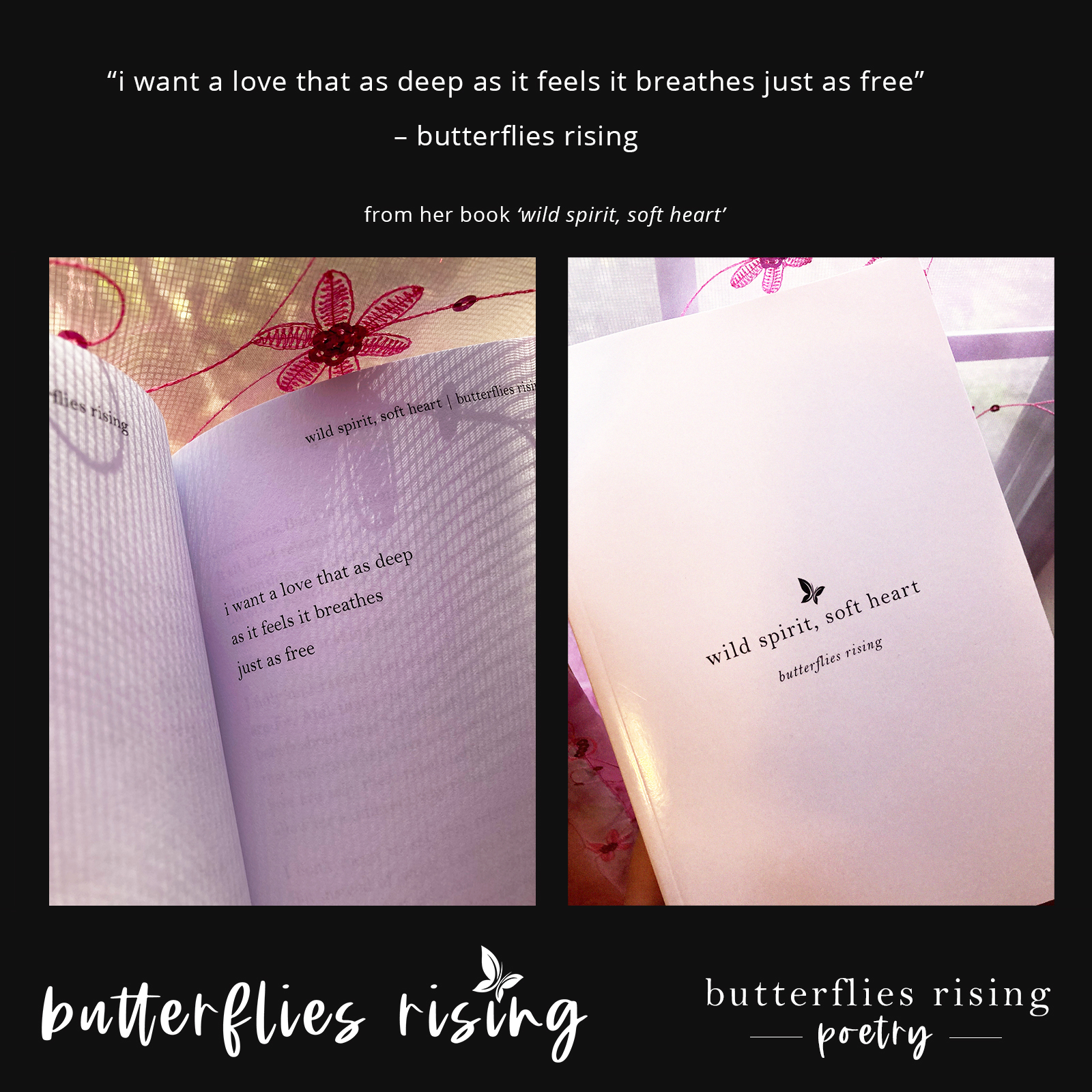 i want a love that as deep as it feels it breathes just as free - butterflies rising