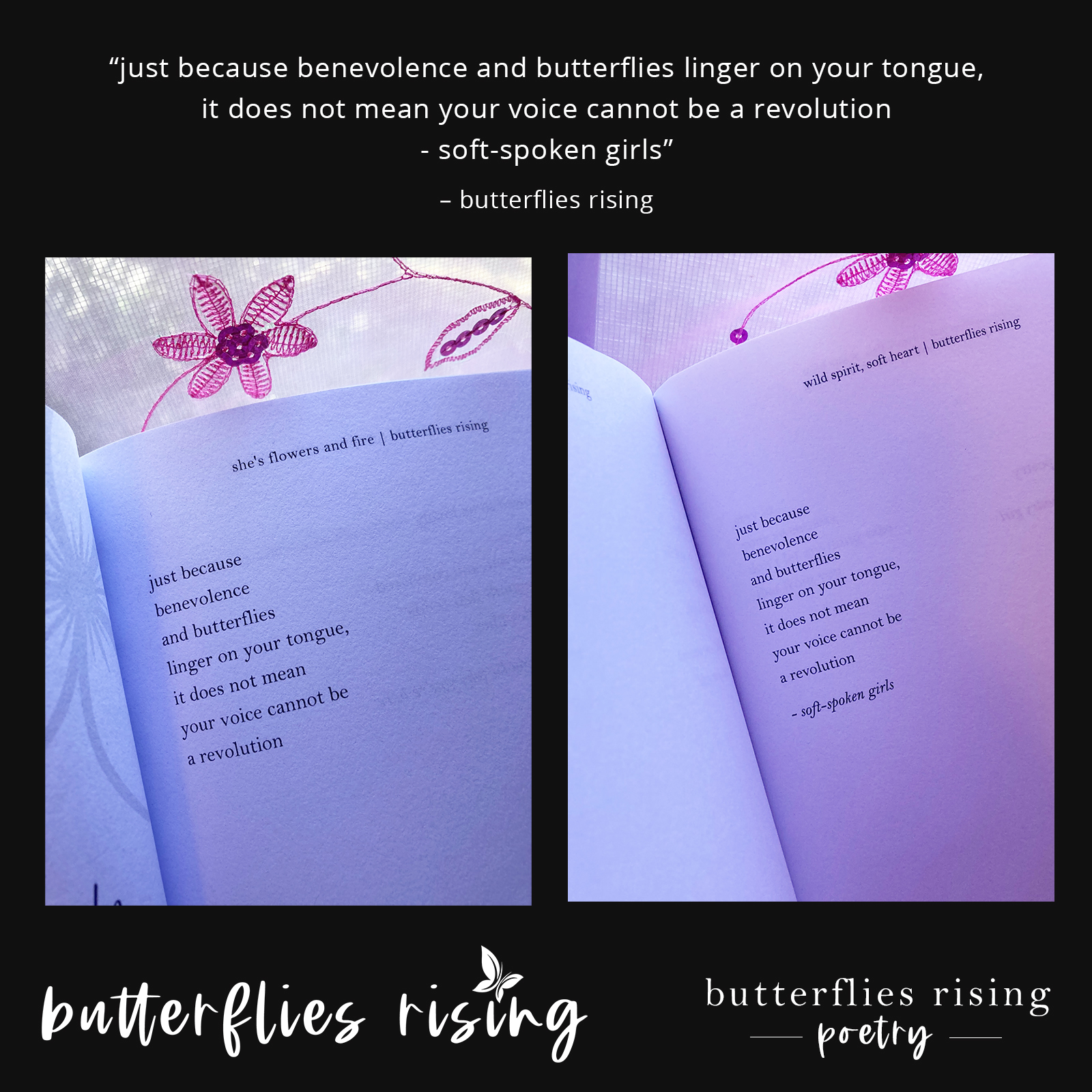 benevolence and butterflies linger on your tongue - butterflies rising poem