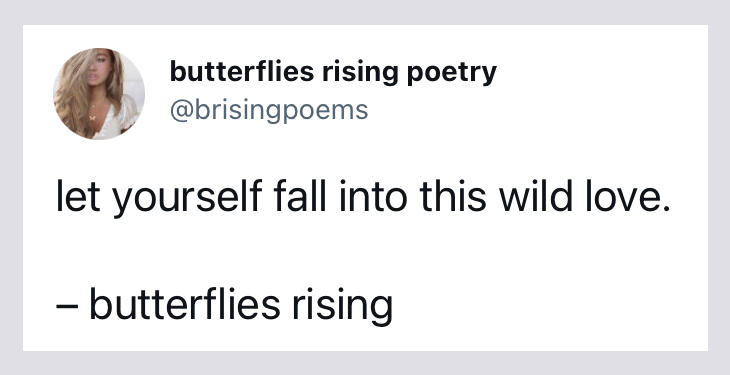 let yourself fall into this wild love - butterflies rising