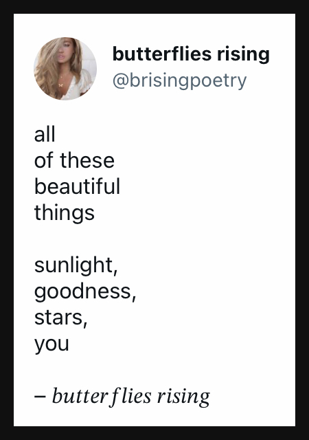 all of these beautiful things... sunlight, goodness, stars, you