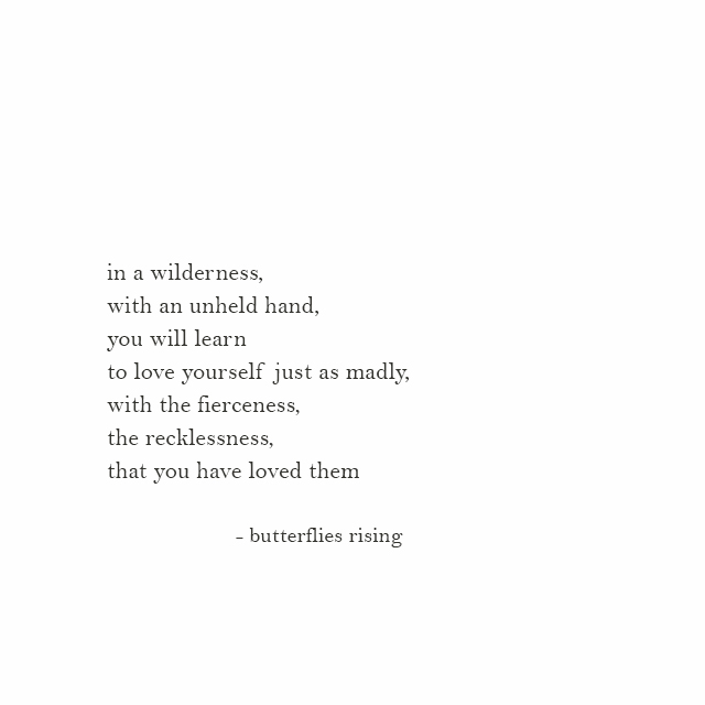 in a wilderness, with an unheld hand, you will learn to love yourself