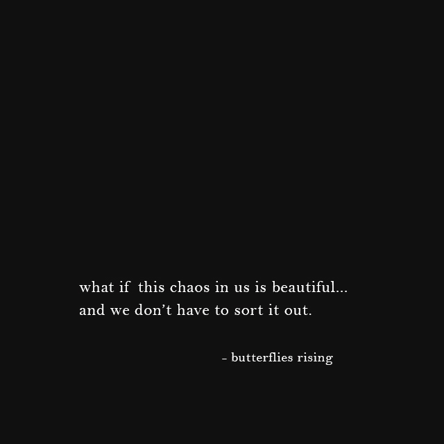 what if this chaos in us is beautiful... and we don’t have to sort it out. - butterflies rising