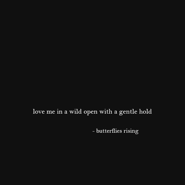 love me in a wild open with a gentle hold - butterflies rising