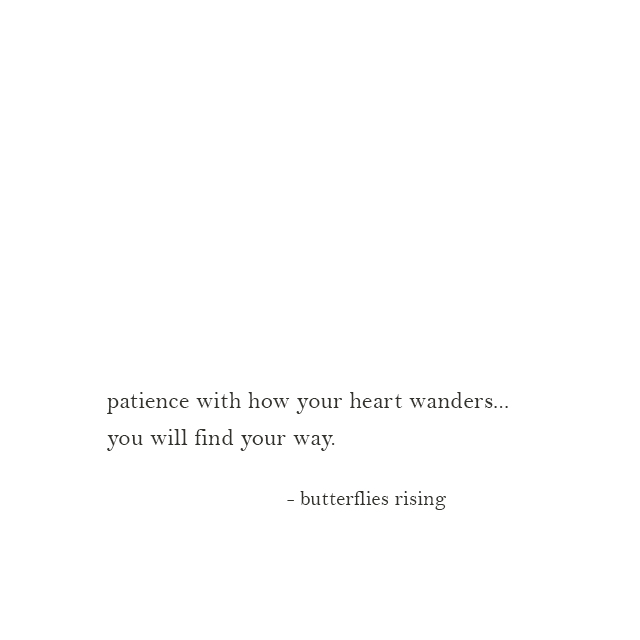 patience with how your heart wanders... you will find your way. - butterflies rising