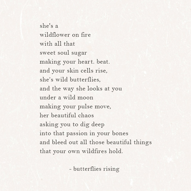 she's a wildflower on fire with all that sweet soul sugar