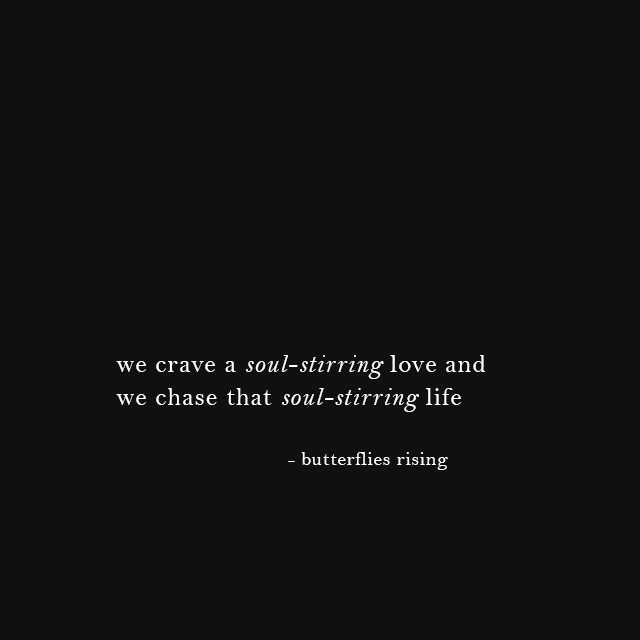 we crave a soul-stirring love and we chase that soul-stirring life
