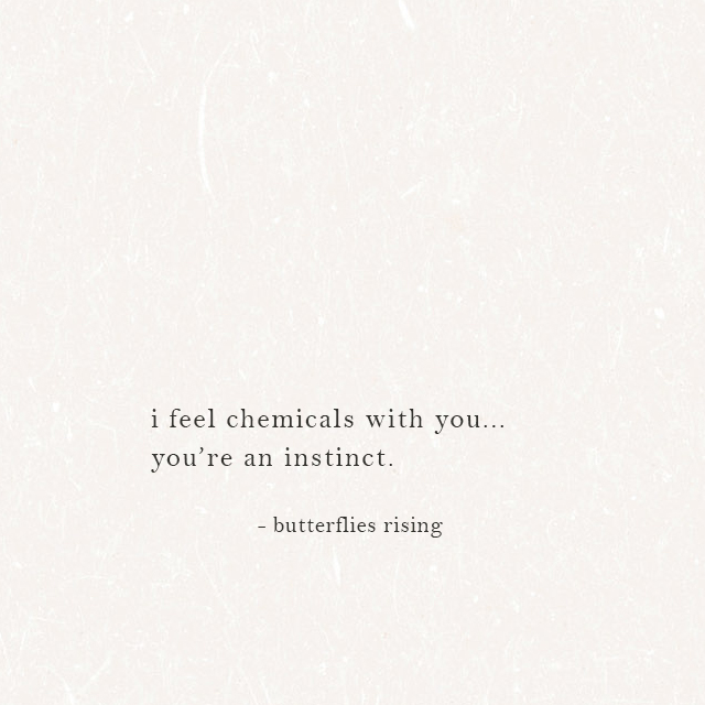 i feel chemicals with you... you’re an instinct. - butterflies rising