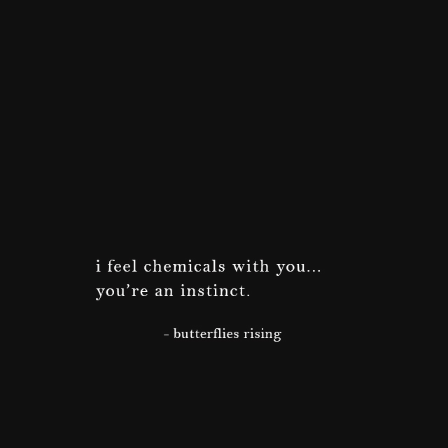 i feel chemicals with you... you’re an instinct. - butterflies rising