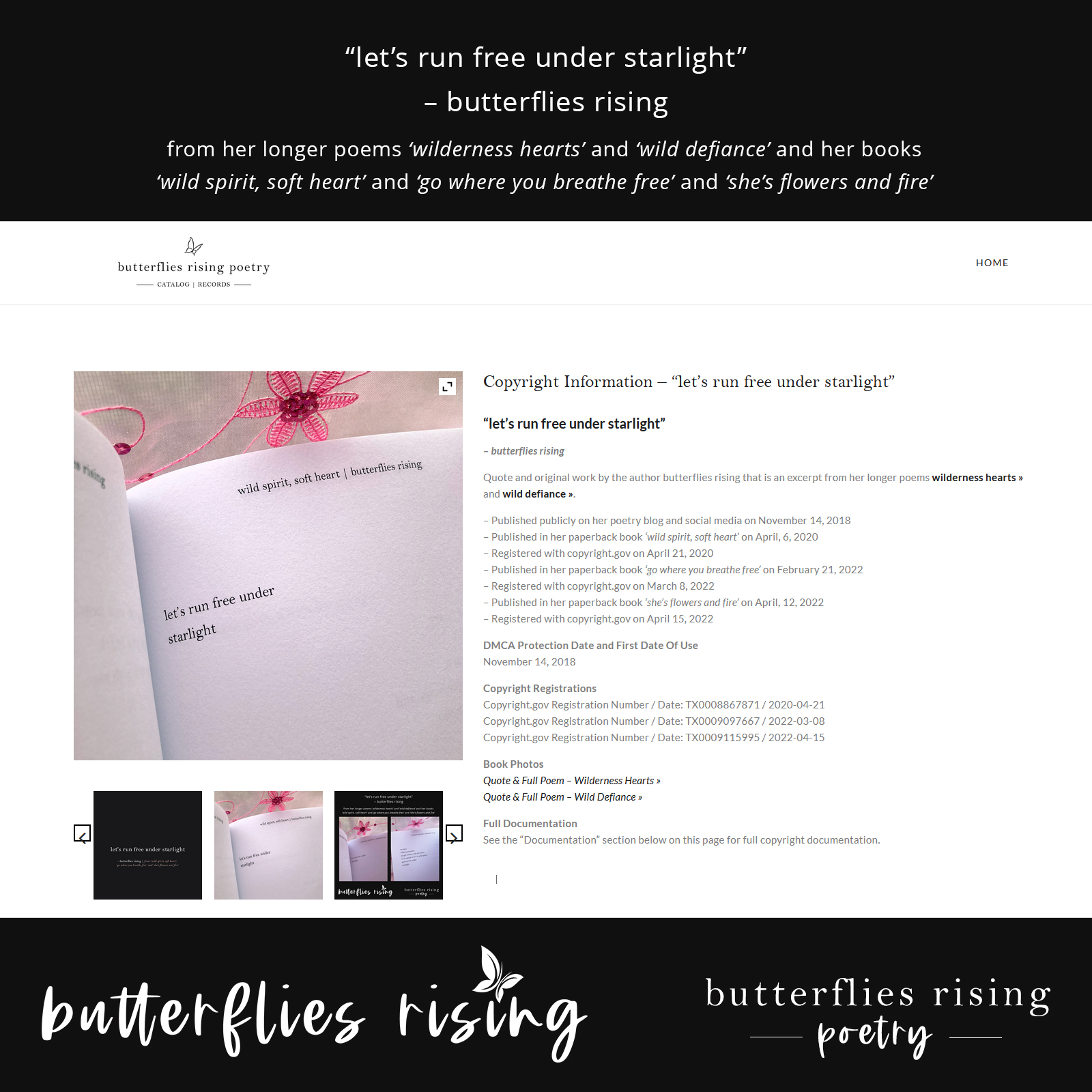 let’s run free under starlight - butterflies rising copyright documentation