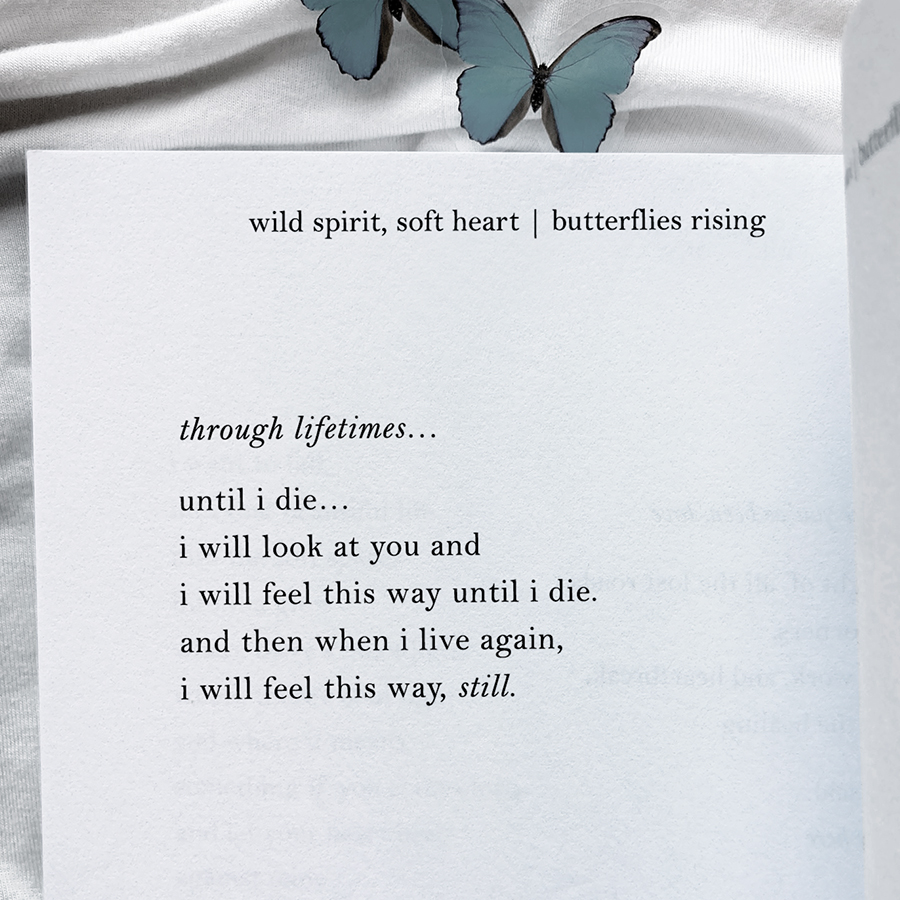 until i die... i will look at you and i will feel this way until i die. and then when i live again i will feel this way, still