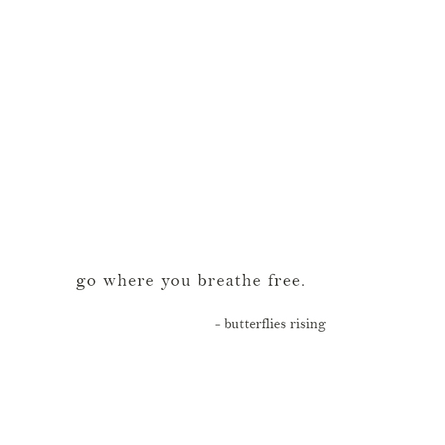 go where you breathe free - butterflies rising