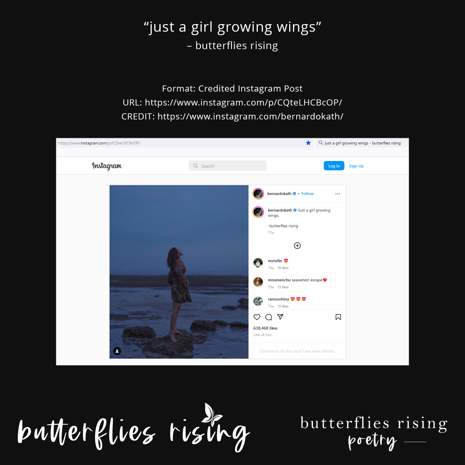 just a girl growing wings - butterflies rising - credited posts