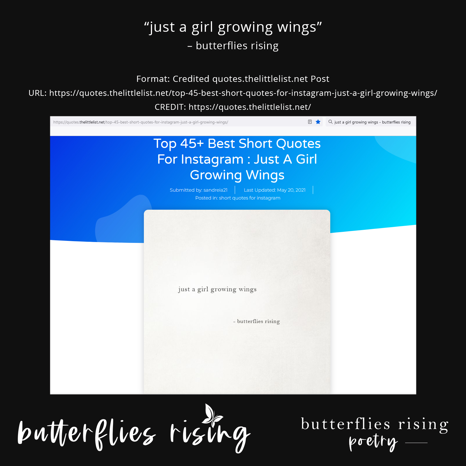 just a girl growing wings - butterflies rising quote