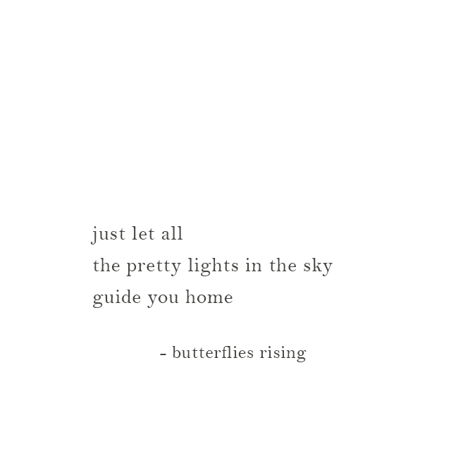 just let all the pretty lights in the sky guide you home - butterflies rising