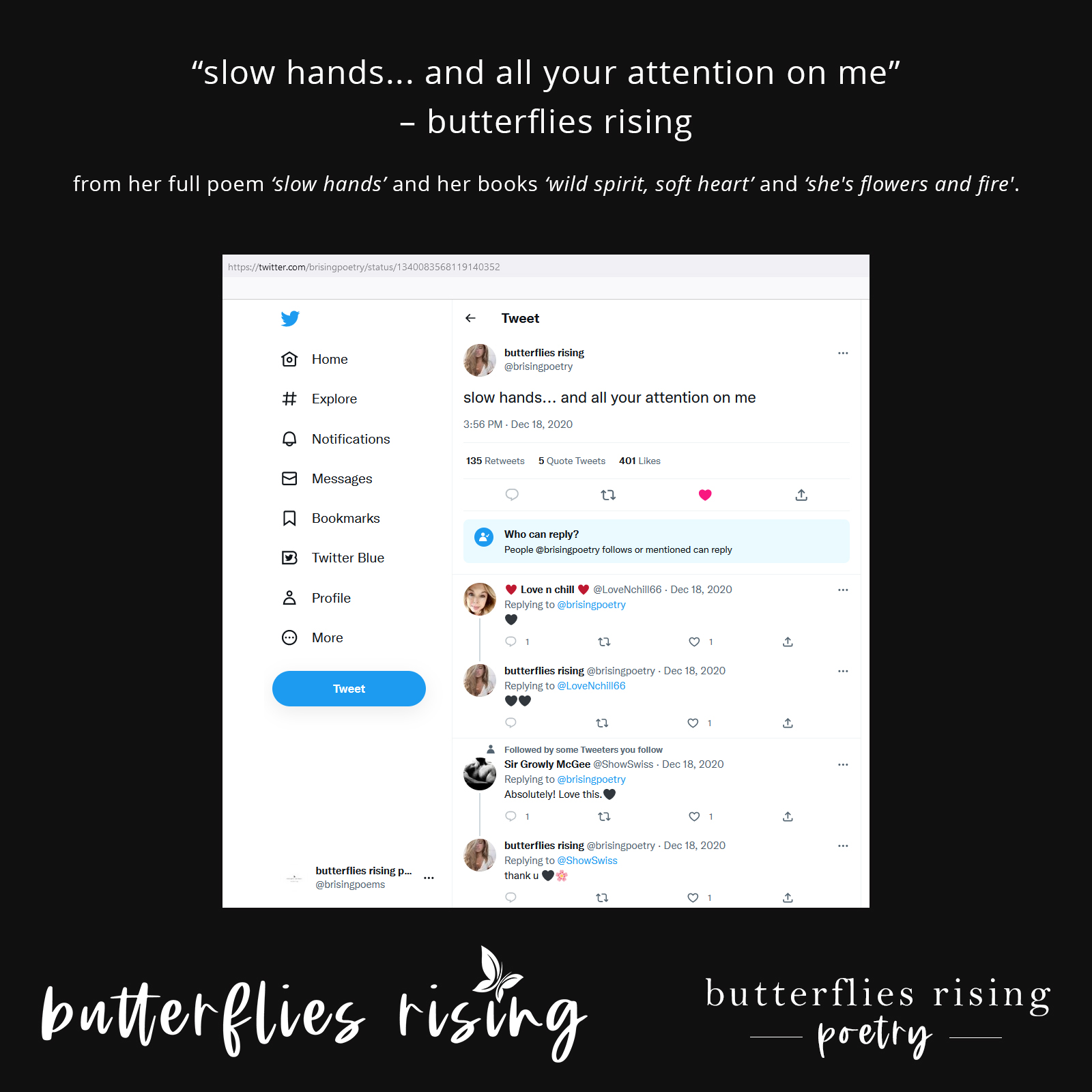 slow hands... and all your attention on me - butterflies rising