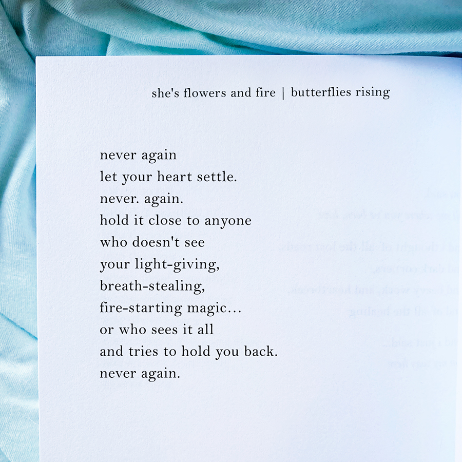 never again let your heart settle. never. again.