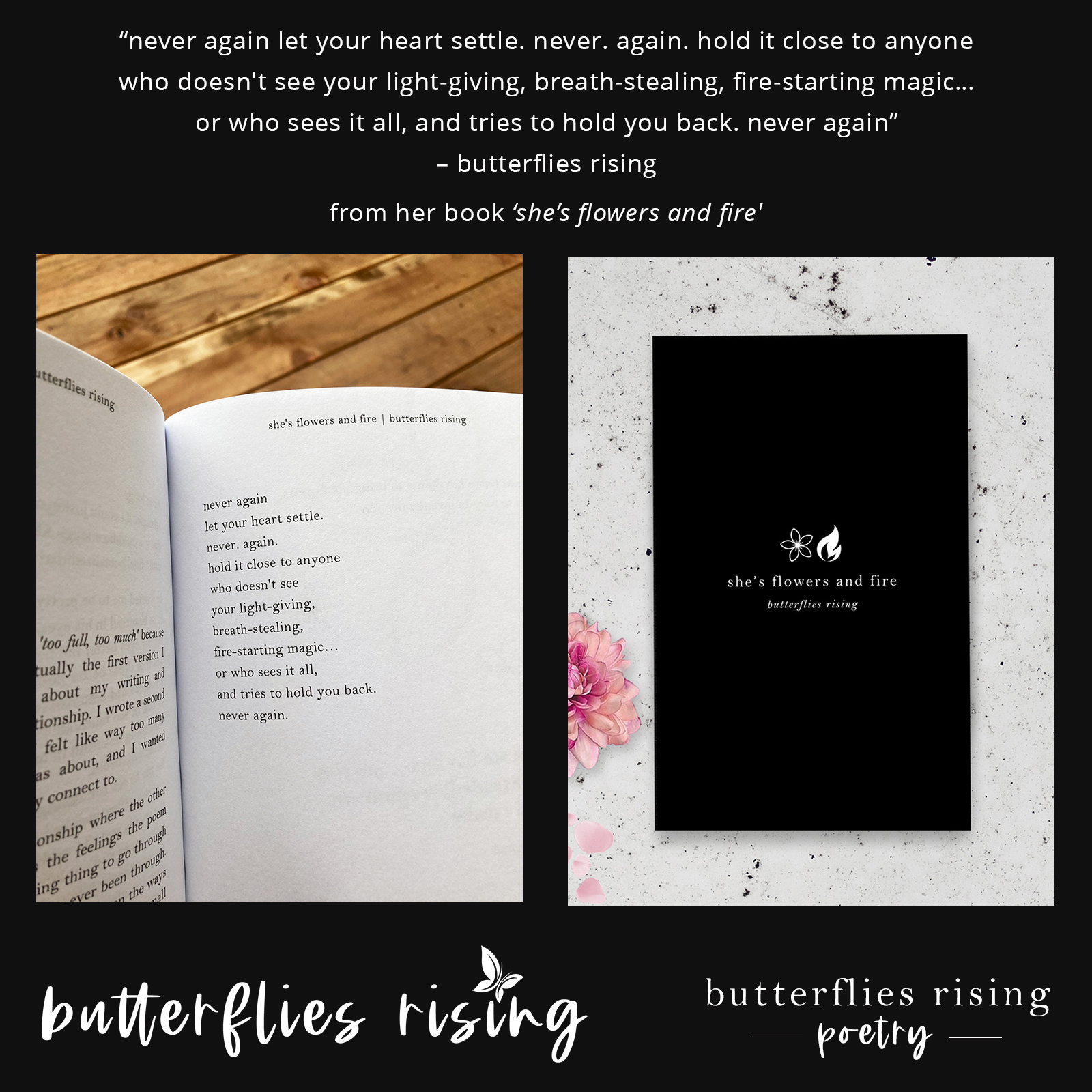 never again let your heart settle. never. again. - butterflies rising