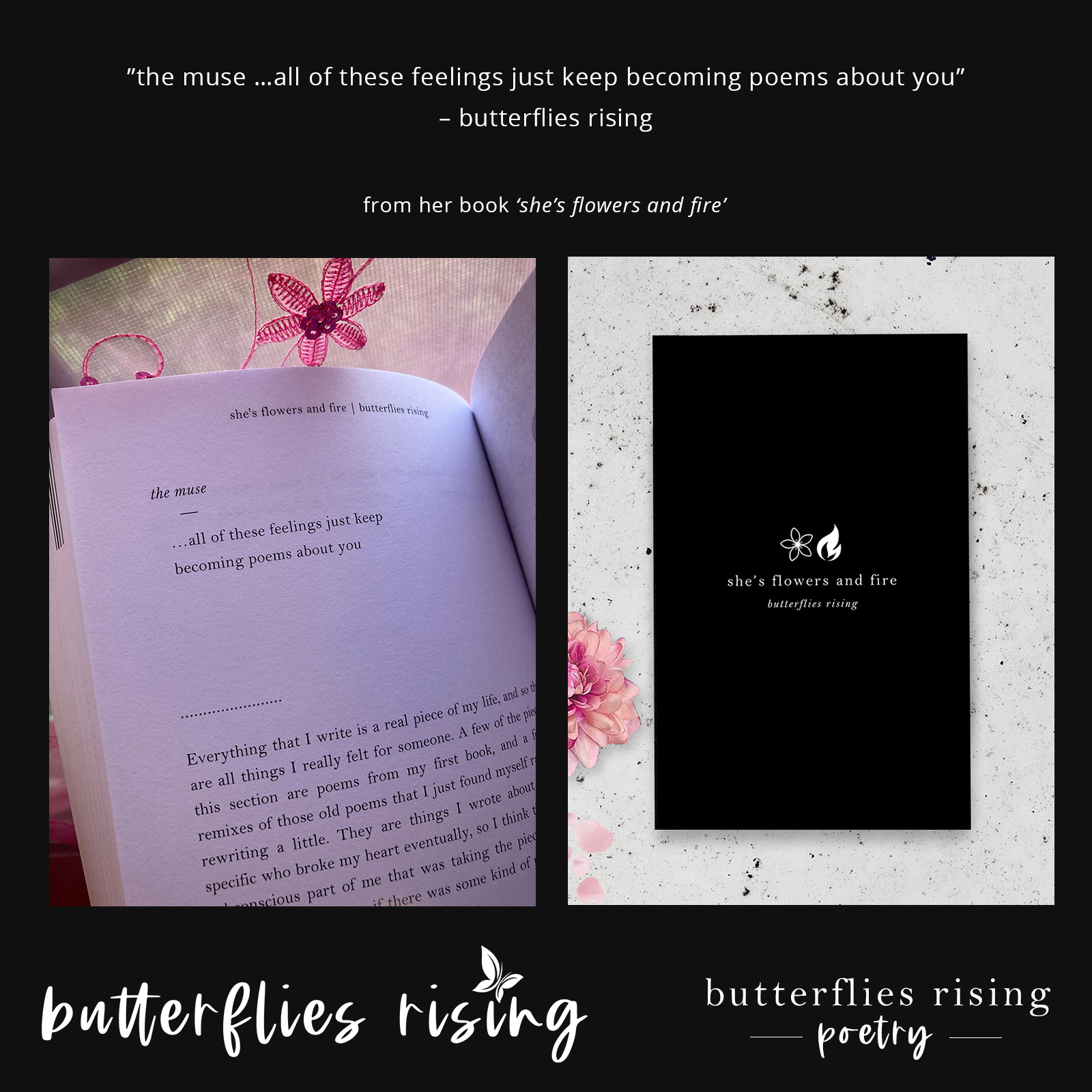 ...all of these feelings just keep becoming poems about you - butterflies rising