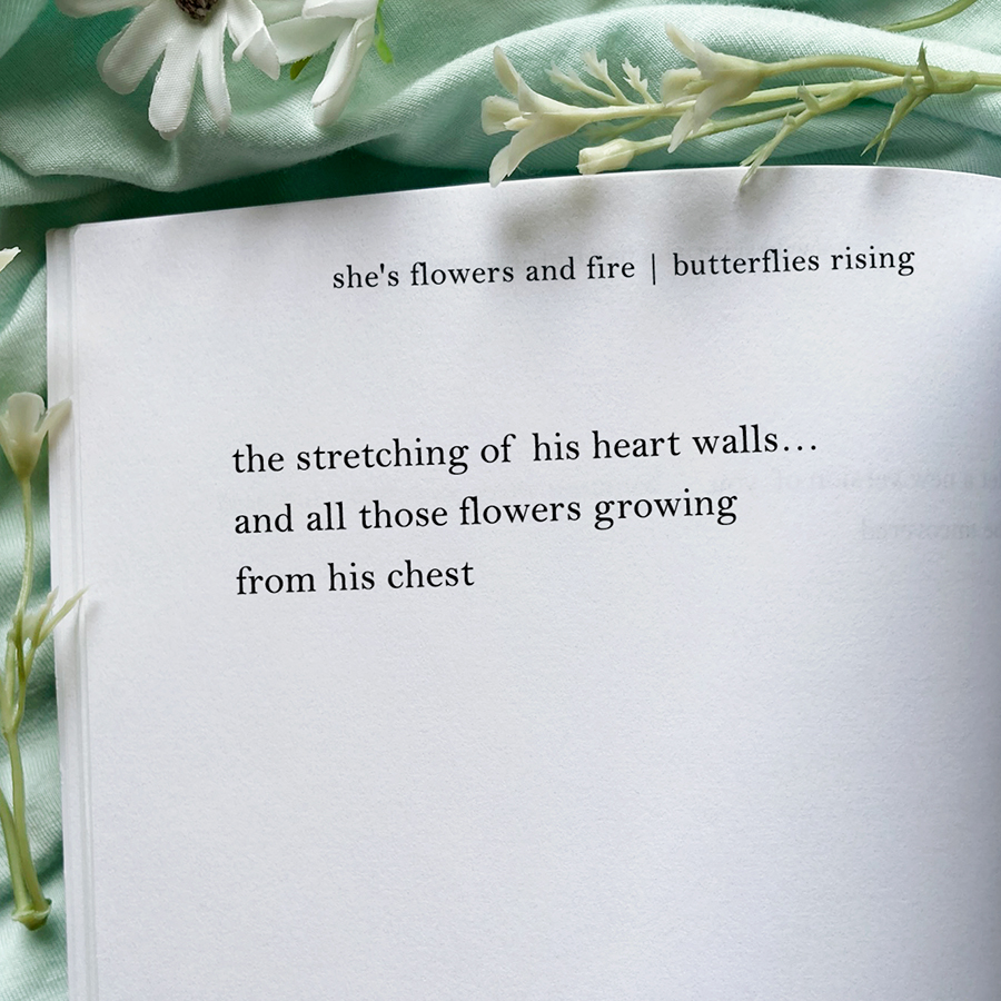 the stretching of his heart walls... and all those flowers growing from his chest