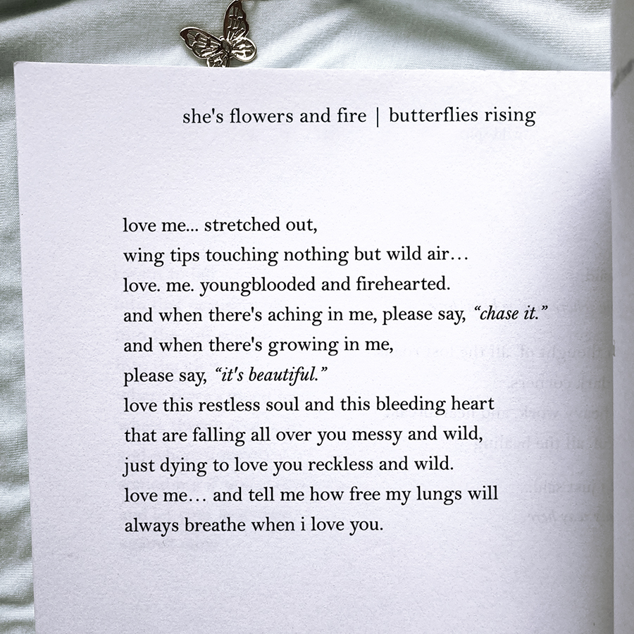 love me stretched out, wing tips touching nothing but wild air... love. me.