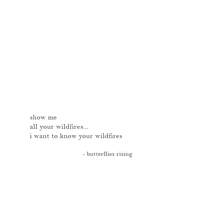 show me all your wildfires... i want to know your wildfires - butterflies rising
