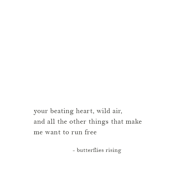 your beating heart, wild air, and all the other things that make me want to run free - butterflies rising
