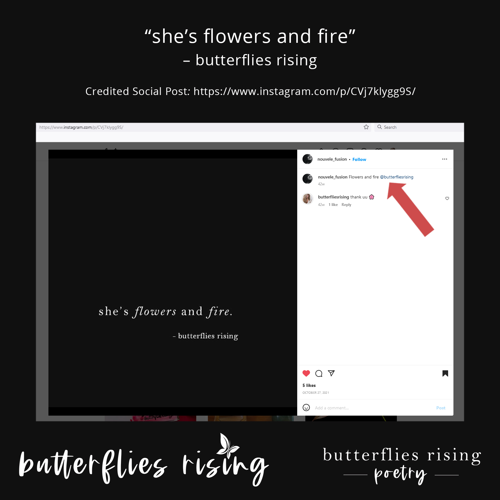 she’s flowers and fire - butterflies rising