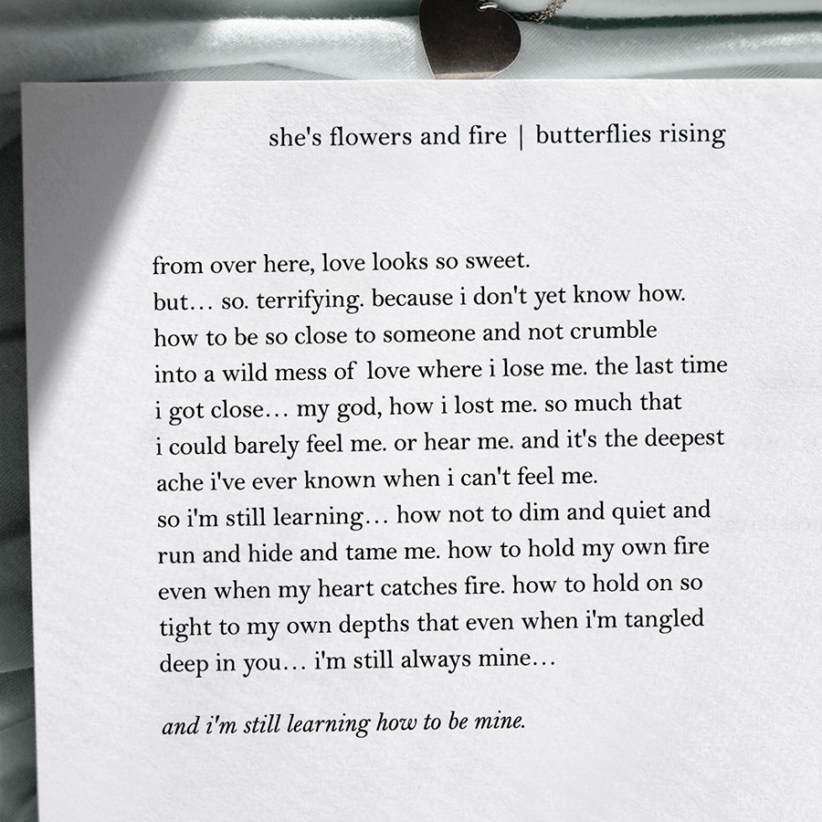 i don't yet know how. how to be so close to someone and not crumble into a wild mess of love where i lose me