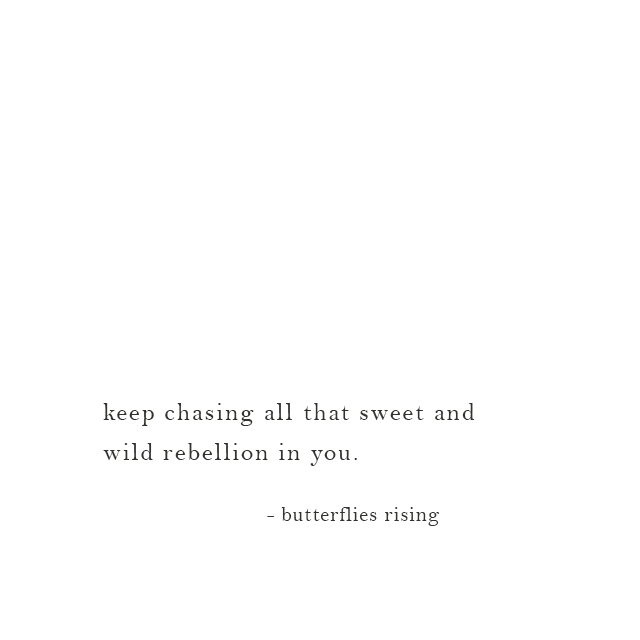 keep chasing all that sweet and wild rebellion in you - butterflies rising