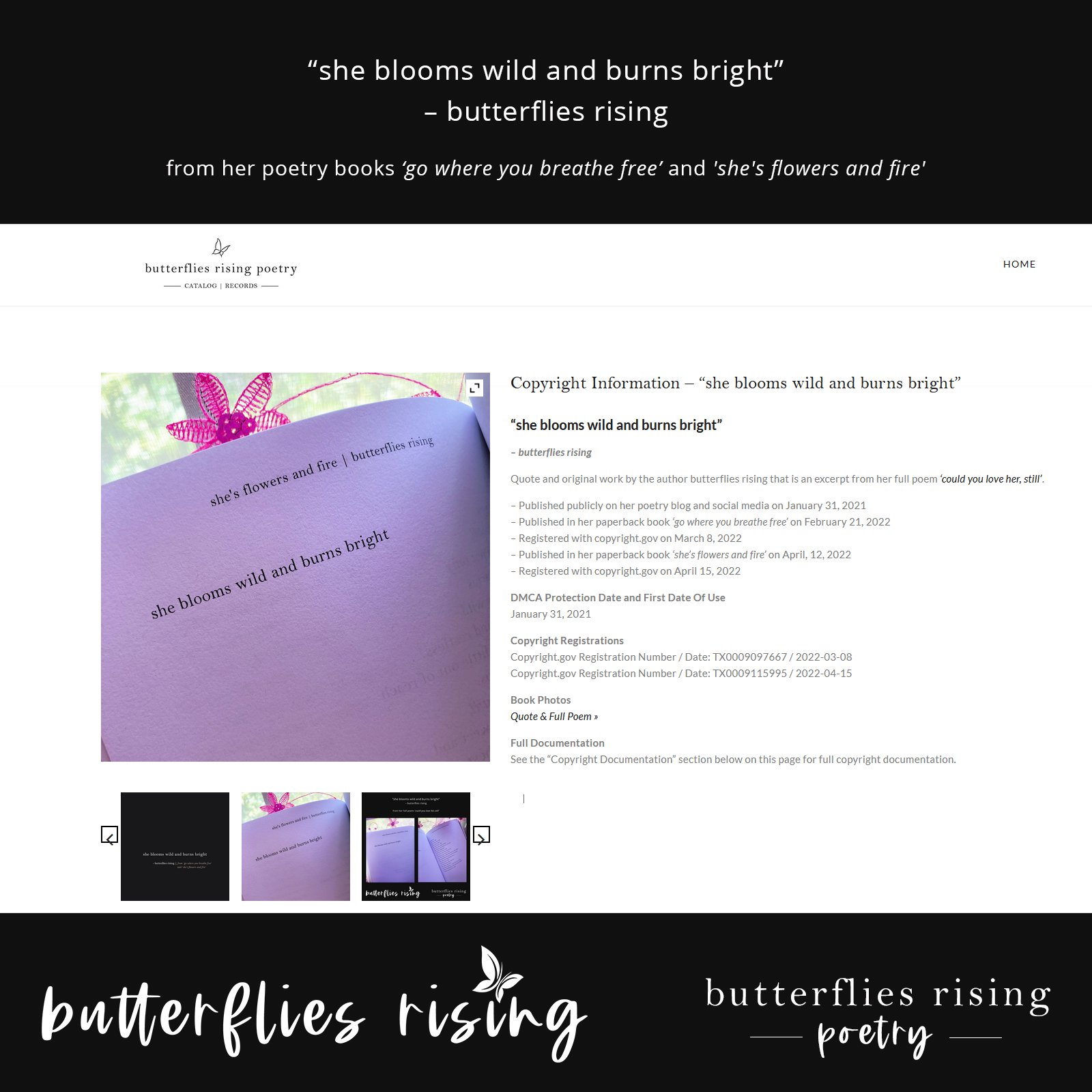 she blooms wild and burns bright  – butterflies rising