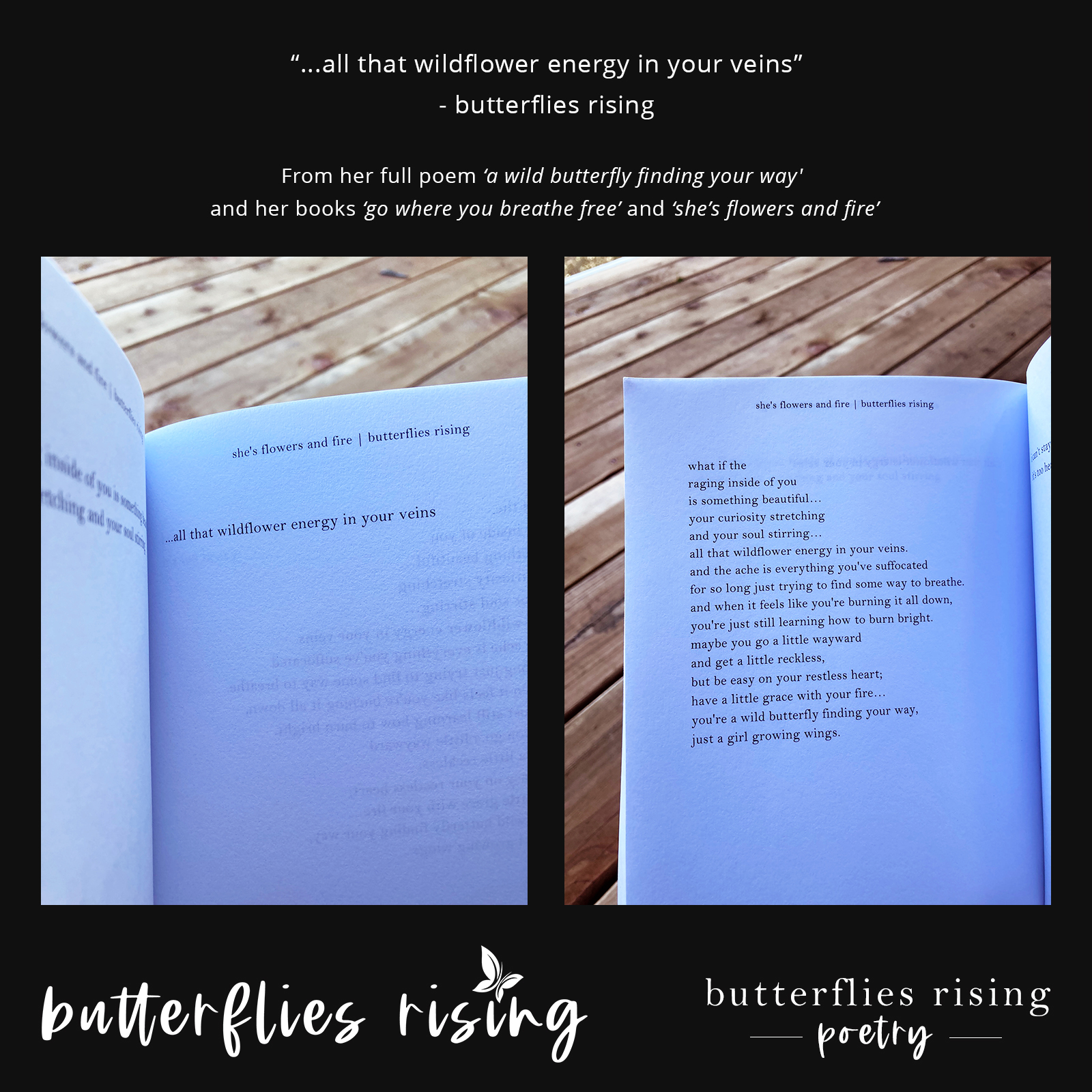 all that wildflower energy in your veins - butterflies rising quote