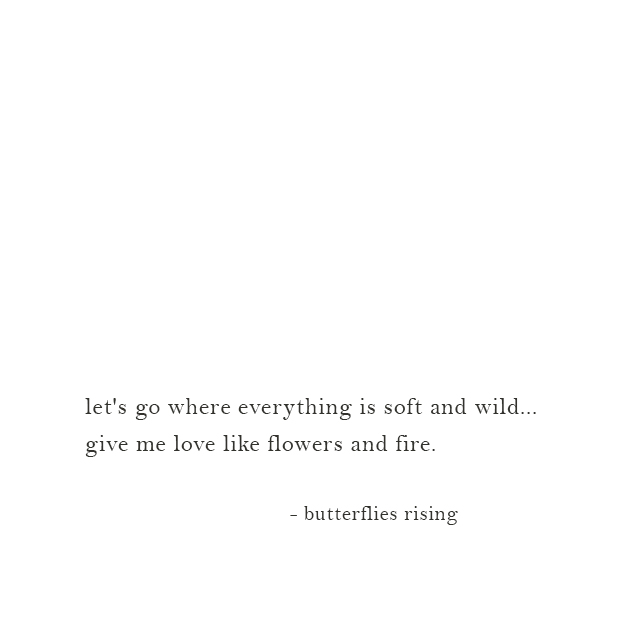 let's go where everything is soft and wild... give me love like flowers
