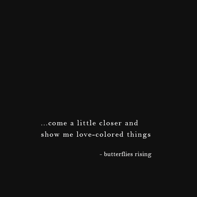 ...come a little closer and show me love-colored things - butterflies rising