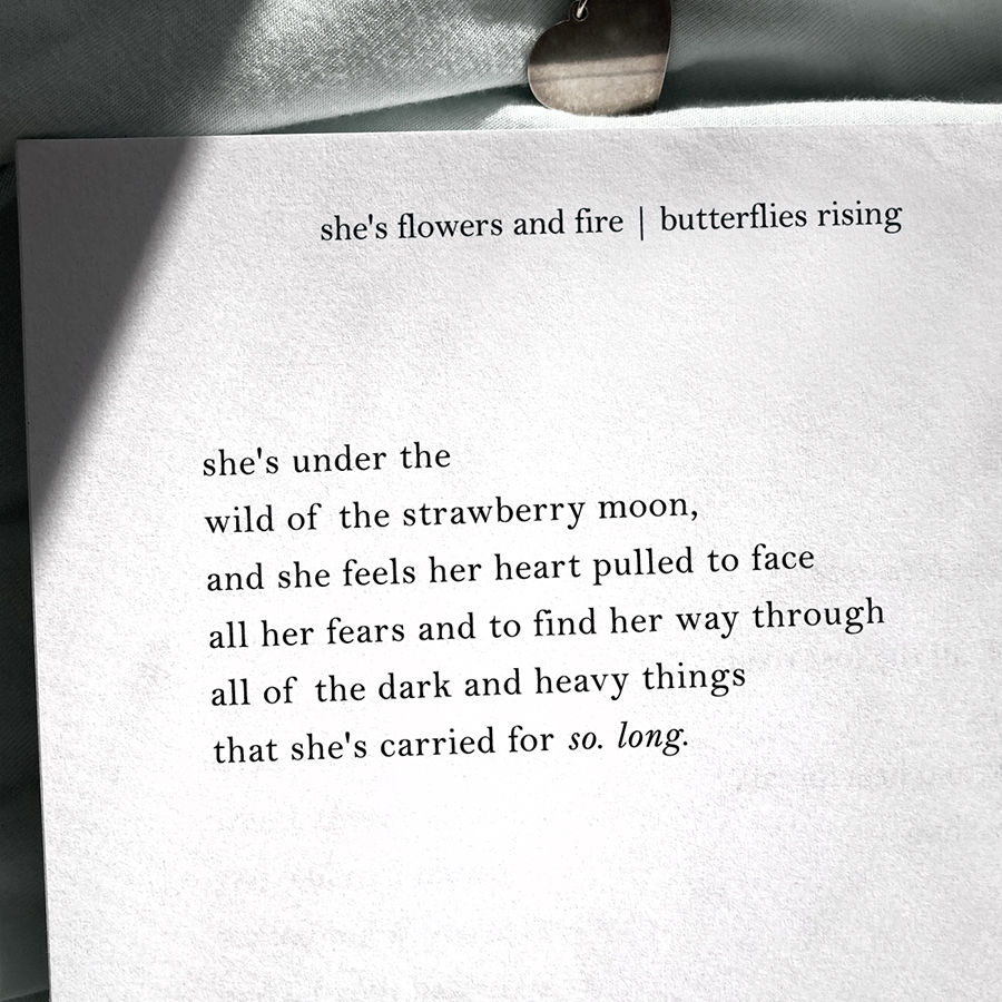 she feels her heart pulled under the wild of the strawberry moon to face all her fears