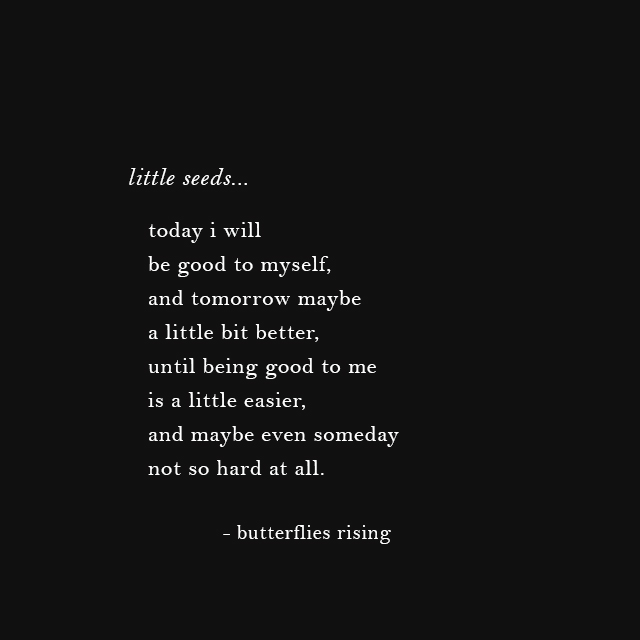 little seeds... today i will be good to myself, and tomorrow maybe a little bit better