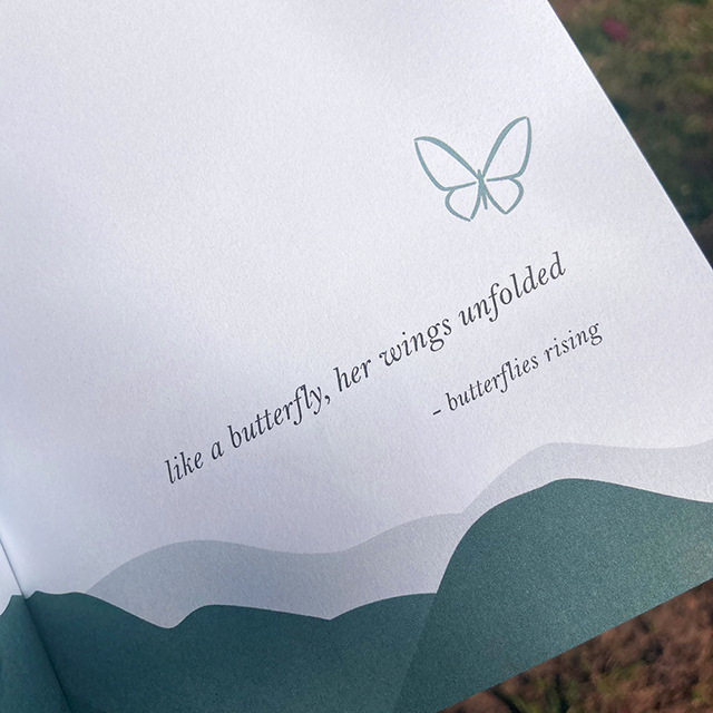 like a butterfly, her wings unfolded  – butterflies rising