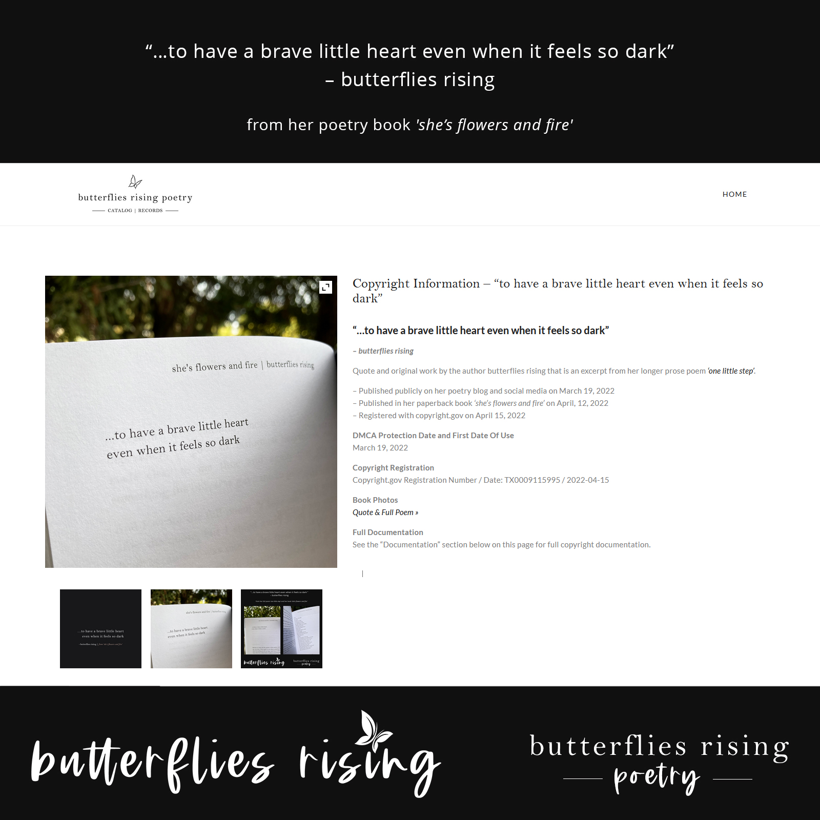 ...to have a brave little heart even when it feels so dark – butterflies rising